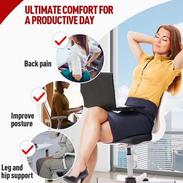 Ортопедична подушка для сидіння в авто та офісне крісло: підтримка попереку, Memory Foam, для комфорту