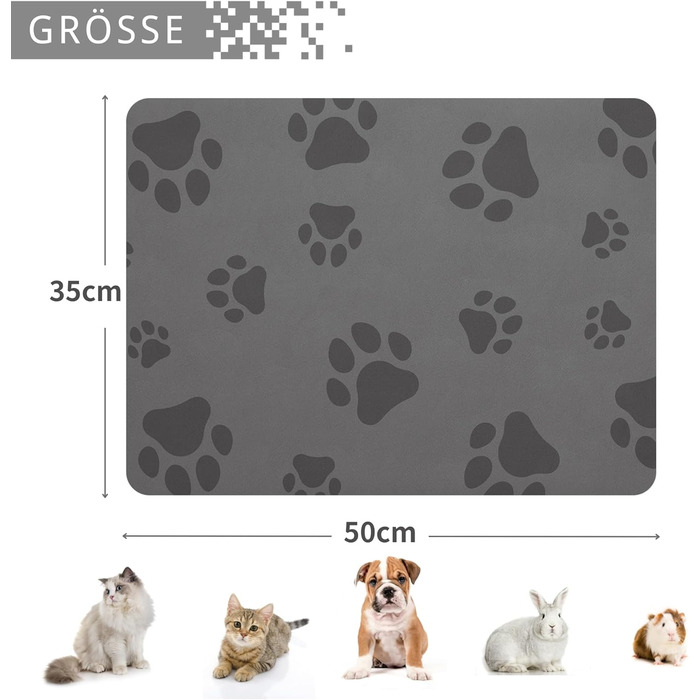 Підкладка під миску для кота JanYoo 50x35 см, вологостійка, антиковзаюча, сіра