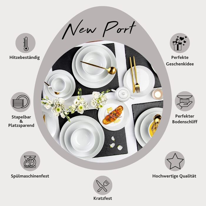 Набір посуду SÄNGER Kombiservice New Port 36 предметів на 6 осіб | PREMIUM COLLECTION (супорієра та супові тарілки 7 предметів)