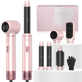 Мультистайлер для волосся 5 в 1 Atopskins Air Styler 1000W: фен-щітка, вирівнювач та плойка для сушіння, завивки та гладкого волосся, колір Creamrosa