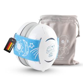 Навушники для захисту вух дитини 3-6 років - комфортні, сертифіковані CE, білий/блакитний. Захист від шуму для концертів, подорожей та повсякденного використання. Без тиску на велике джерельце.