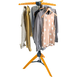 Tatkraft Art Moon Palm - Clothes Drying Rack, Stable, Folding, Ironing Clothes Rack, Capacity 30 kg or 42 Clothes Hangers, Stainless Steel, Compact Foldable, Orange