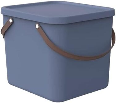 Rotho Albula Storage Box 40l with Lid, Plastic (Recycled PP), Green, 40l (40.0 x 40.0 x 34.0 cm) (Blue)