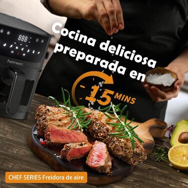 HAIMEEC 6L Air Fryer with Viewing Window - 8-in-1 Oil-Free Fryer, Shake Reminder, Non-Stick Coating, 30-200°C, 78 Recipes, Quiet Operation
