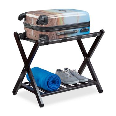 Relaxdays Folding Suit Stand in Dark Brown