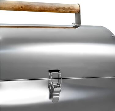 BBQ гриль із нержавіючої сталі tectake, велика подвійна решітка, для вугілля, срібний