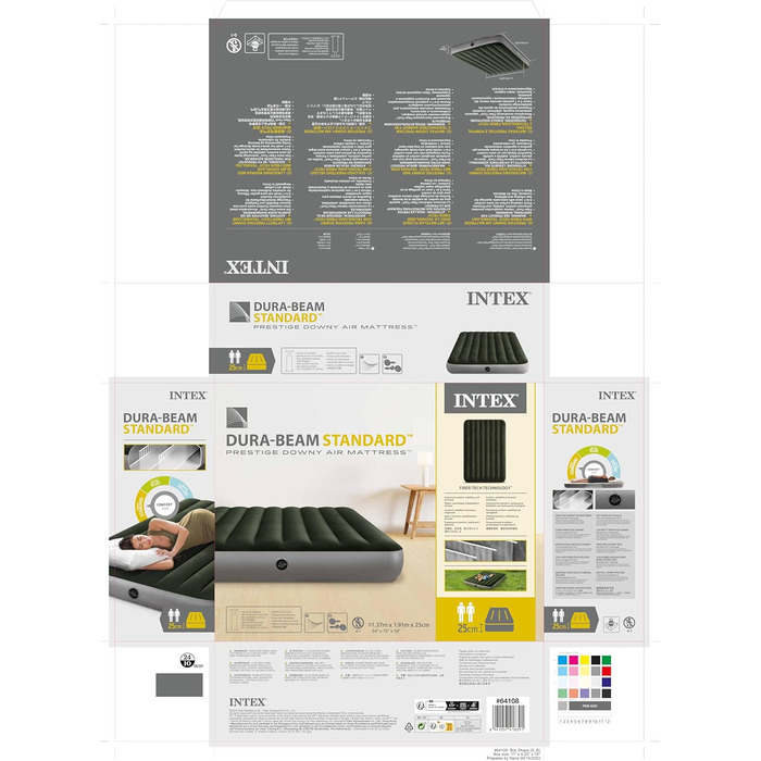 Надувний матрац Intex DURA-Beam Prestige Downy, California King (191x152x22 см), різнокольоровий