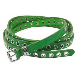 Жіночий пояс-перетягувач з прорізними заклепками та срібною застібкою, ширина 1,5 см (зелений)