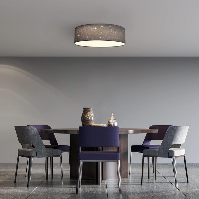 Navaris LED Ceiling Light - Dimmable Color Temperature Change Remote Control - 22W Starry Sky - Living Room Lamp Bedroom Ceiling Lamp Children's Room Lamp Ceiling (32cm, Light Grey)