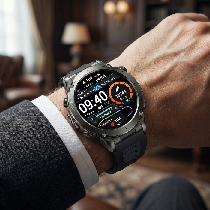 Смарт-годинник Lazird зі вбудованим GPS, акумулятором 730 мАг, ліхтариком та барометром, чорний