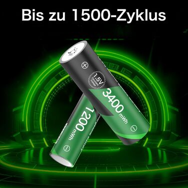 Акумулятори AA та AAA літієві з зарядним пристроєм LCD, 1.5V, 3400mWh (AA x4) та 1200mWh (AAA x4), перезаряджувані