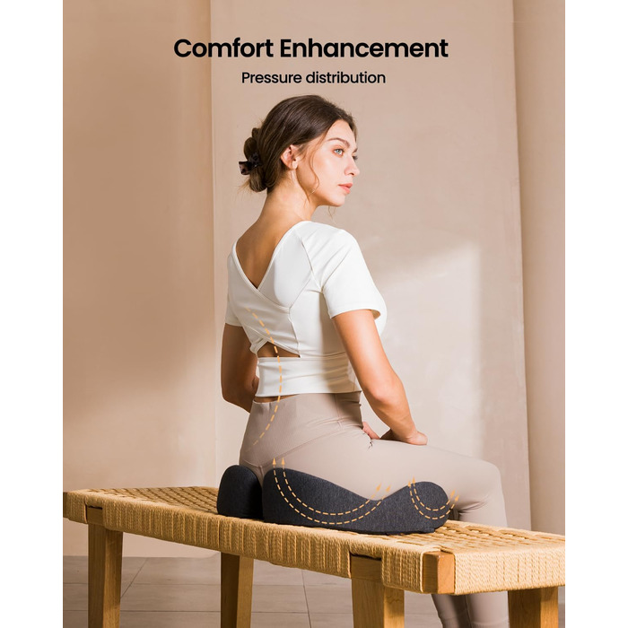 Ортопедична подушка для сидіння ProtoArc для офісного крісла: Memory Foam, рівномірний розподіл тиску, комфорт для офісу, авто, інвалідного візка, чорний, велика