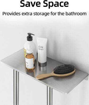 Тримач для рушників на стіну, велика полиця для рушників у ванну кімнату, металева підставка для гостей, сріблястого кольору (30 дюймів)