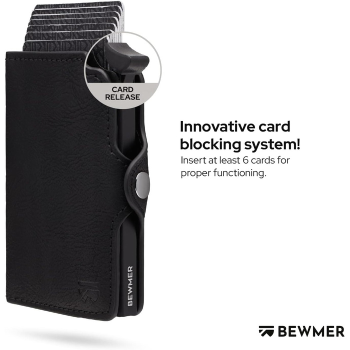 Гаманець-картхолдер BEWMER Premium з RFID-захистом: Чорний шкіряний картхолдер та гаманець для жінок і чоловіків