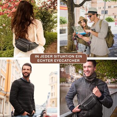 STILORD Велика шкіряна сумка на пояс Cognac - Вантажна сумка на ремінь для чоловіків, жінок та дітей - Ретро поясна сумка для бігу, фестивалів, подорожей Caspar Schwarz