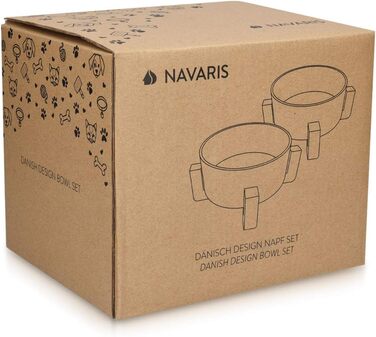 Набір мисок для котів та собак Navaris 2 шт. з підставкою - Futterstation, керамічні миски, сірий колір