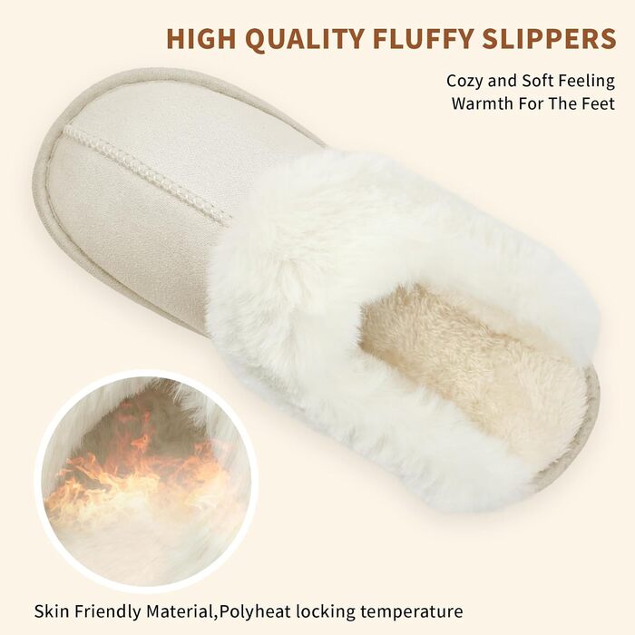 Домашні тапочки жіночі чоловічі зимові, плюшеві, теплі, з підкладкою, зручні, антиковзні, бежеві, 40/41 EU