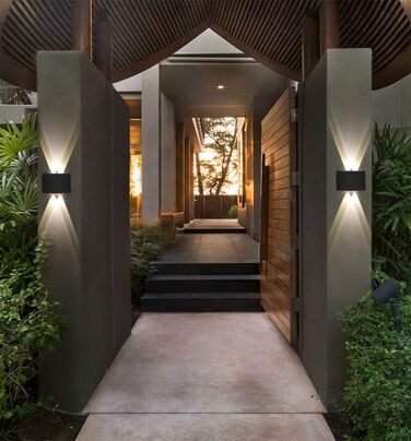 Yosoan LED Wall Light Up & Down Outdoor Wall Light including 4x 1W Natural White Light Bulb Outdoor Light Outdoor Lamp Wall Lamp for Indoor and Outdoor Use (8*1W 4000K)