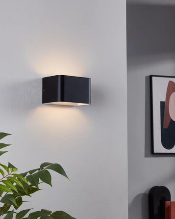 EGLO LED Wall Lamp Sania 5, 1-Light Wall Lamp Modern, Minimalist, Metal Wall Lighting in White, Satin Plastic, LED Bathroom Lamp Warm White, IP44 (13 cm, Black)