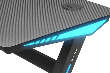 Ігровий комп'ютерний стіл з LED-підсвіткою, сучасний геймерський стіл, 140 см, чорний