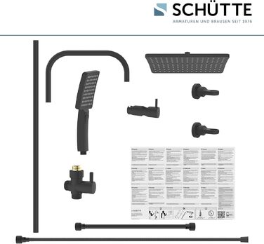 Schütte Shower Set MALLORCA Shower Column with Large Rain Shower Head, Hand Shower with 3 Jet Types, Shower System without Faucet, Matte Black
