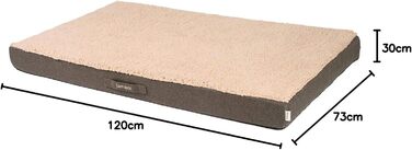 JAMAXX Orthopedic Dog Mattress - Joint-Friendly Memory Foam Visco - Washable - Removable Lambskin Cover / Water-Repellent Oxford Fabric - Robust and Cozy Dog Bed PDB1012, 90x65 (M), (L 120 x W 73 x H 30 cm, dark beige)