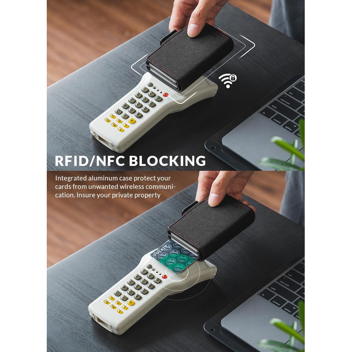 Чохл для карток VULKIT: шкіряний картхолдер для чоловіків з RFID захистом (темно-сірий нубук)