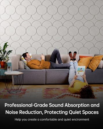 Акустичні панелі Soundsbay для звукоізоляції та декору стін, самоклеючі звукопоглинаючі плити з поліестеру, 30x30x0.9 см, світло-бежевий, 12 шт.