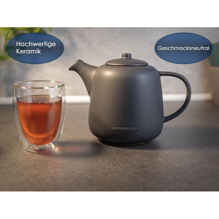 Чайник для чаю з підставкою-підігрівачем та вийманим ситом з нержавіючої сталі 304, термопот для листового чаю та чайних пакетиків, чорний