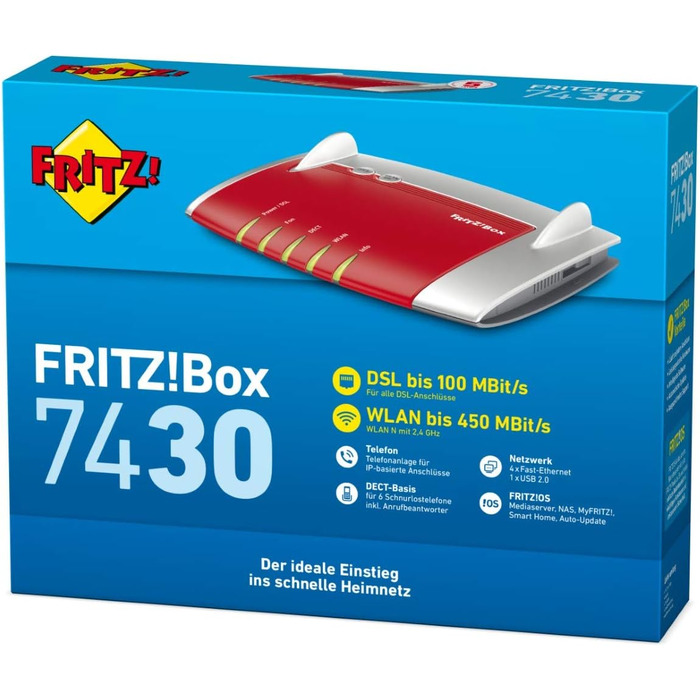 Роутер AVM FRITZ!Box 7430: VDSL/ADSL, Wi-Fi N, Mediaserver, DECT-база
