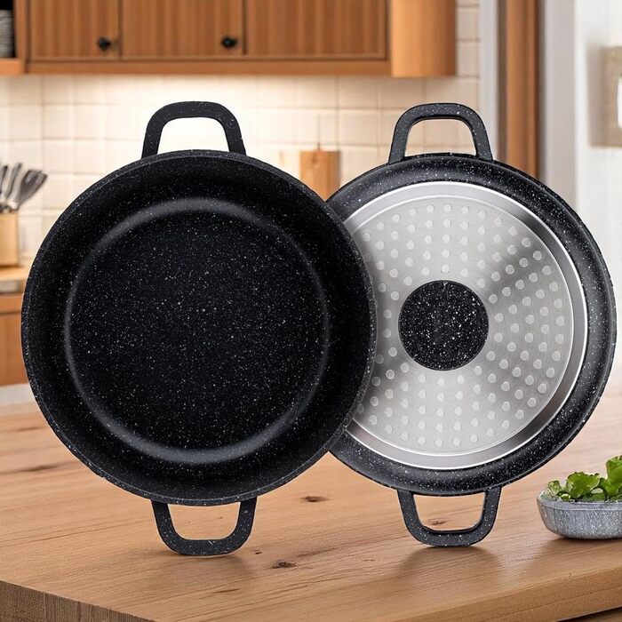 Набір каструль та сковорідок EliteHoff 17 предметів з антипригарним покриттям, чорний (E-7026)