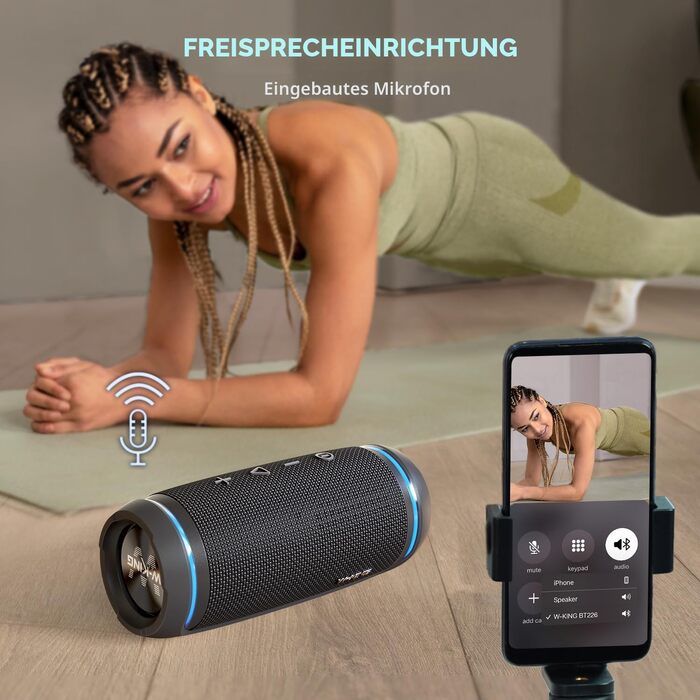 W-KING Bluetooth колонка 36W: Портативна бездротова колонка з 360° звуком, IPX6 водонепроникна, AUX, 30 год автономії, для дому, вулиці, вечірок, подорожей
