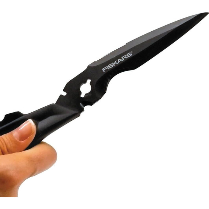 Універсальні ножиці Fiskars Cuts + More з титановим покриттям та заточувачем, розбірні леза, 23 см, чорно-помаранчеві, 1000809