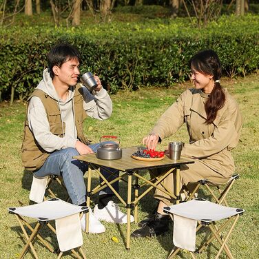 Зручний складаний стілець для кемпінгу та відпочинку на природі (хакі, 33 см)