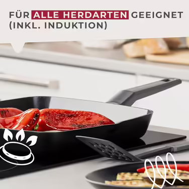 Fackelmann Grill Pan 28cm Statement – Ceramic Coated Pan - Recycled Aluminium with Non-Stick Coating – Suitable for all hob types including induction, PFAS-free 28 cm Grill Pan