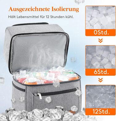 Lifewit 21L Insulated Cooler Bag, Thermal Lunch Bag, Cooler Backpack, Leak-Proof Double-Layer Cooler Bag for Men, Women, Mothers for Lunch, Picnic, Shopping, Travel (Gray)