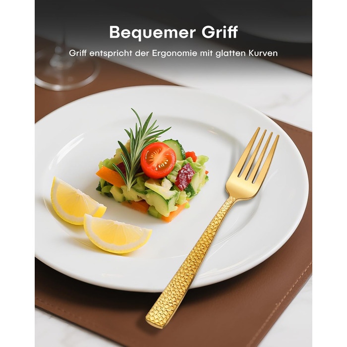 Набір столових приборів Honkku для 6 осіб, чорний, з товстого нержавіючого сталі, з рифленими ручками (30 предметів)