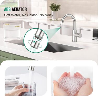 Кран кухонний CREA, 360° поворотний, нержавіюча сталь, для маленької кухні