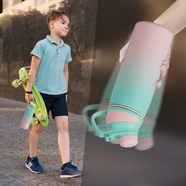 Stainless Steel Water Bottle 600 ml/800 ml/1 l with Magnetic Lid, BPA-Free, Insulated Water Bottle, Sports Metal Water Bottle, Hot and Cold Drinks, Vacuum Flask, Work, Travel (800 ml, Green/Pink)