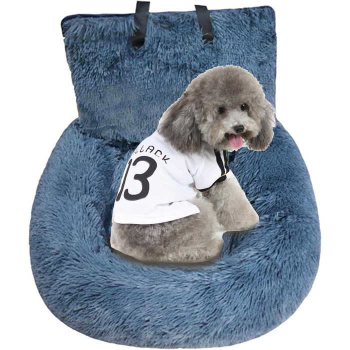 Автокрісло для собак, лежанка для собак у машину, м'яке автокрісло для собак з ременем безпеки, переноска для тварин, авто лежанка для собак, автокрісло для маленьких, середніх та великих собак, сірий колір, розмір M