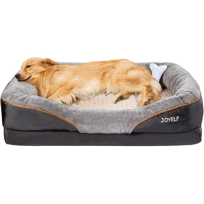 JOYELF XLarge Memory Foam Dog Bed, Orthopedic Dog Bed & Sofa with Removable, Washable Cover and Squeaky Toy as a Gift