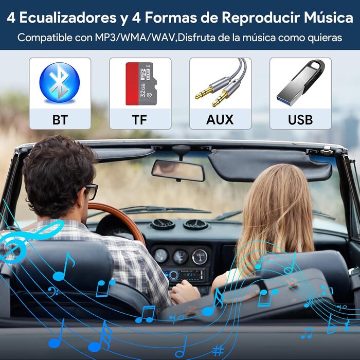 Автомагнітола 1 DIN з Bluetooth, для авто