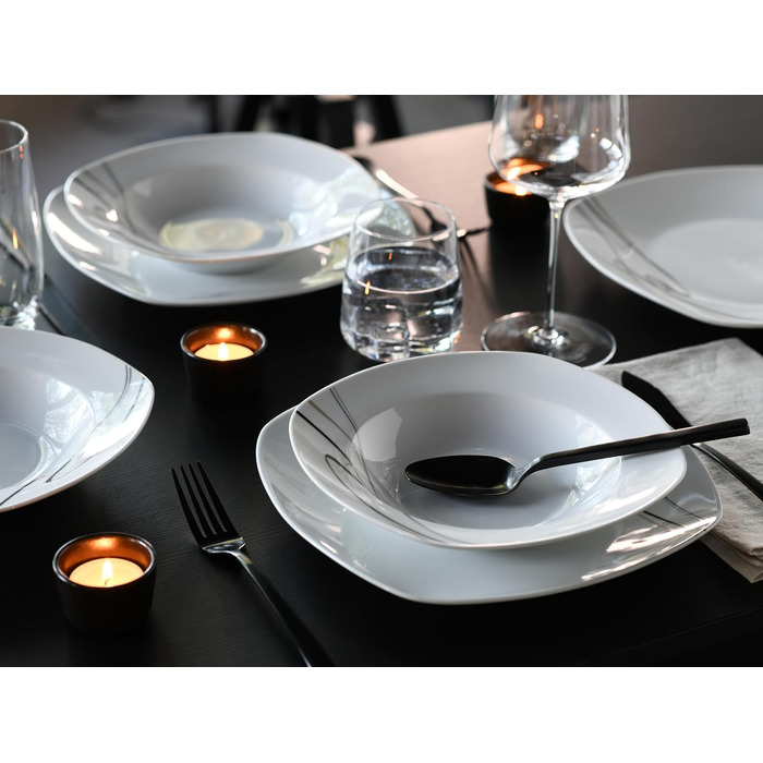 CreaTable Серія Amelie Piazza: 12-частинний набір посуду для 6 осіб з порцеляни, 28.5 x 22 x 31 см