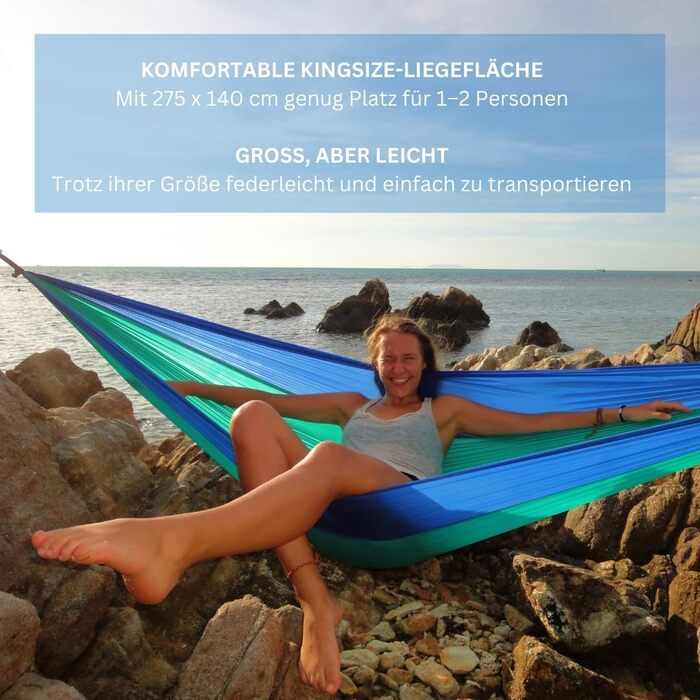 Гамак Amazonas Ultra-Light Adventure Coyote Kingsize - надлегкий, 275x140 см, до 150 кг, зелений (Ice-blue)