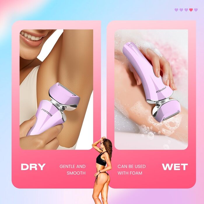 Електричний жіночий епілятор: тример для бікіні та тіла, бездротовий, для ніг та під пахви, мокрий/сухий, світло-фіолетовий