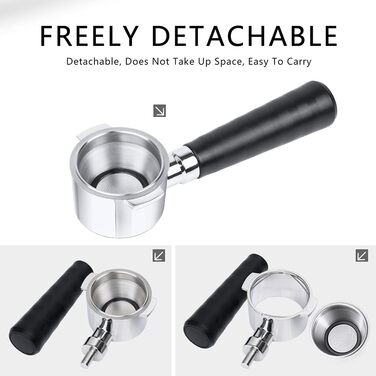 RECAFIMIL Bottomless Portafilter 51 mm, reusable, bottomless filter, stainless steel, coffee filter holder, replacement filter basket, coffee accessories, 2 ears, compatible with ECP31.21
