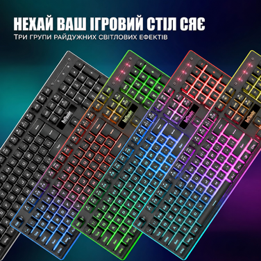 RedThunder K10 Бездротовий комплект клавіатури та миші для геймерів, QWERTZ DE, 3000mAh, 3200 DPI (Чорний)