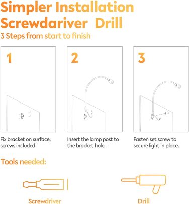 Світлодіодна настільна лампа Acegoo для читання з гнучким регульованим кронштейном (чорна) - 3000K, диммована, настінне кріплення, для спальні, книжок