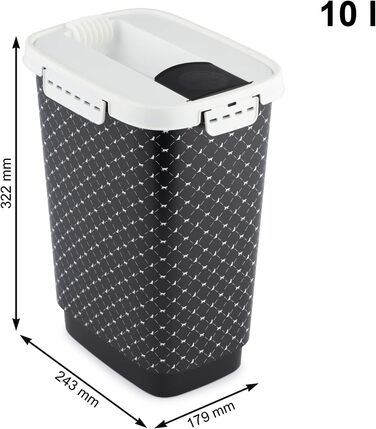 Контейнер для корму Rotho MyPet Cody, 10л з кришкою та клапаном, BPA-free, сірий/білий, 10л