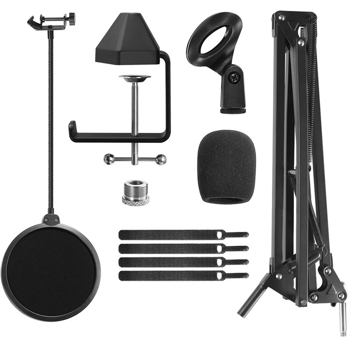 Стійка для мікрофона TONOR T20 з поп-фільтром та адаптером 3/8' - 5/8', мікрофонний кліп